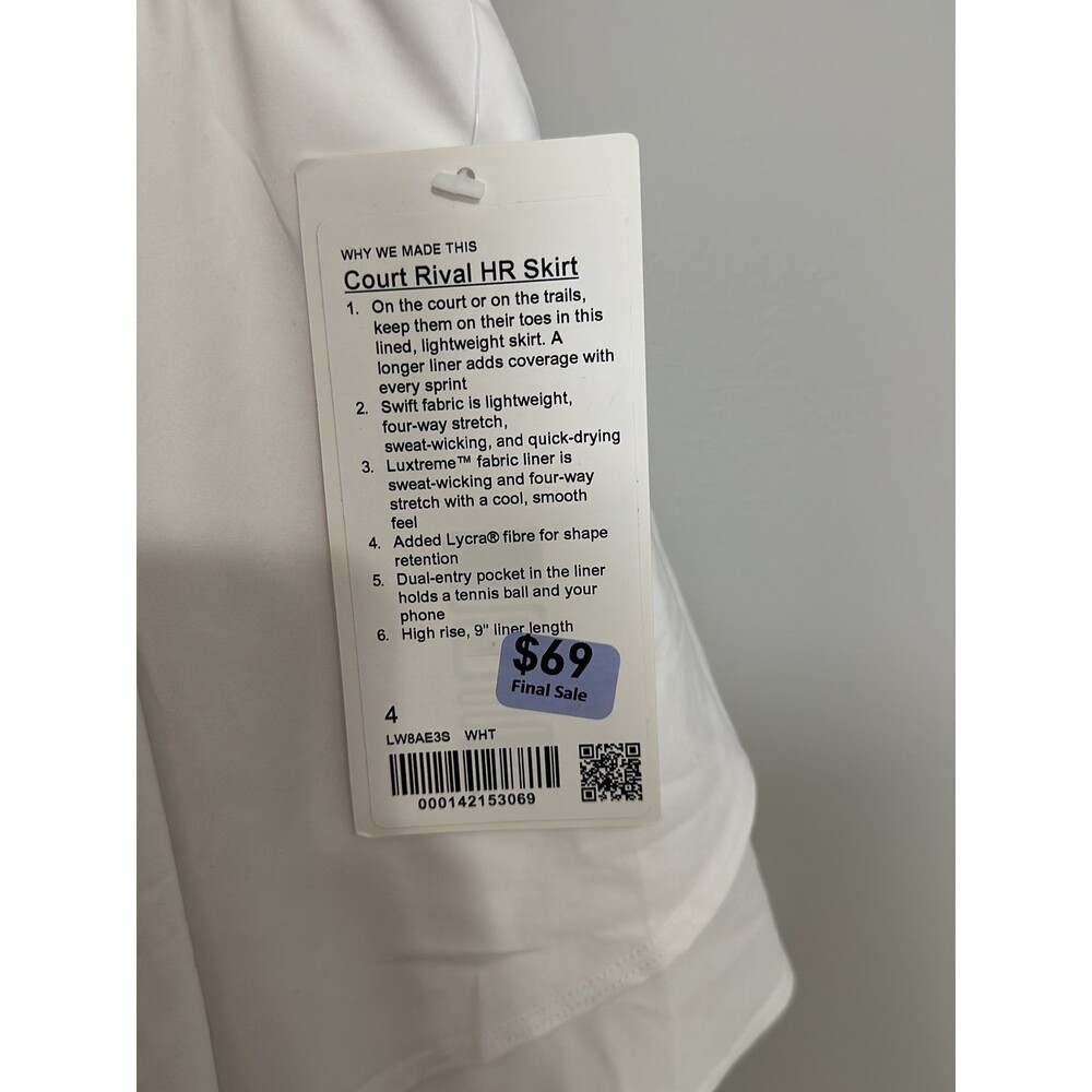 NWT Lululemon Court Rival Skirt sz 4 - Picture 2 of 2